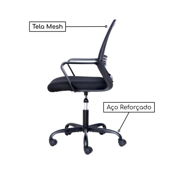 Cadeira de Escritório Diretor Tela JOY  Cor Preto  34007
