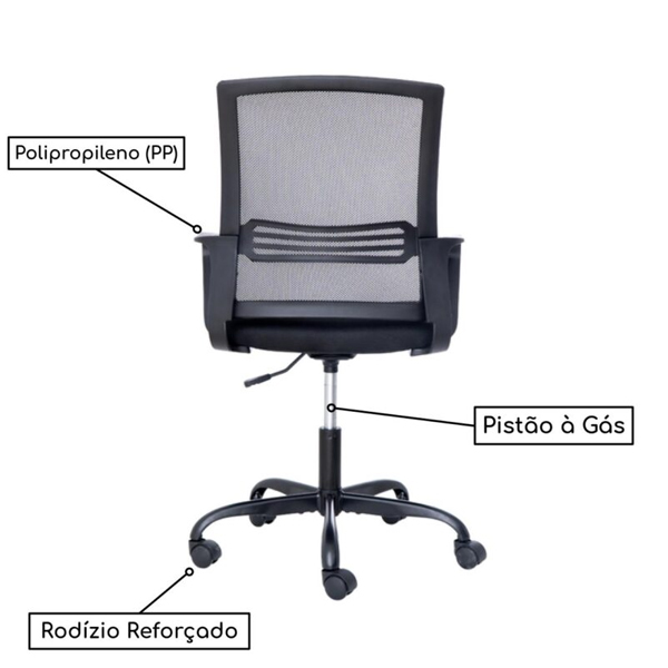 Cadeira de Escritório Diretor Tela JOY  Cor Preto  34007