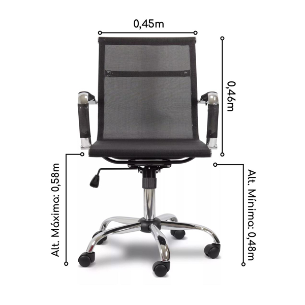 Cadeira DIRETOR TELA Charles Eames Esteirinha COR PRETO PMD