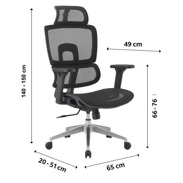 Cadeira de Escritório Presidente Tela ÉVORA  Cor Preto  30065